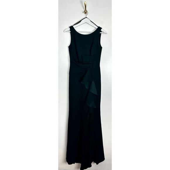BETSY & ADAM Ruffle Bow Trumpet Gown in Pine Size US 4 - Picture 3 of 12